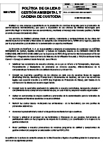 Política calidad gestión ambiental cadena custodia